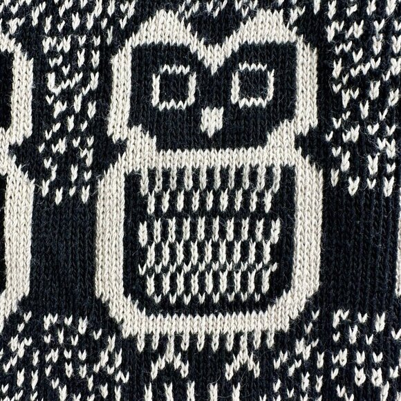 ANYBODY Collection Owl Sweater Women’s Lg Black/Tan Open Front Long Sleeve READ* - Picture 9 of 15